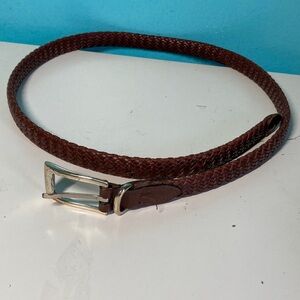 Brown Woven Belt With Solid Brass Buckle Fits 33 to 36" Waist